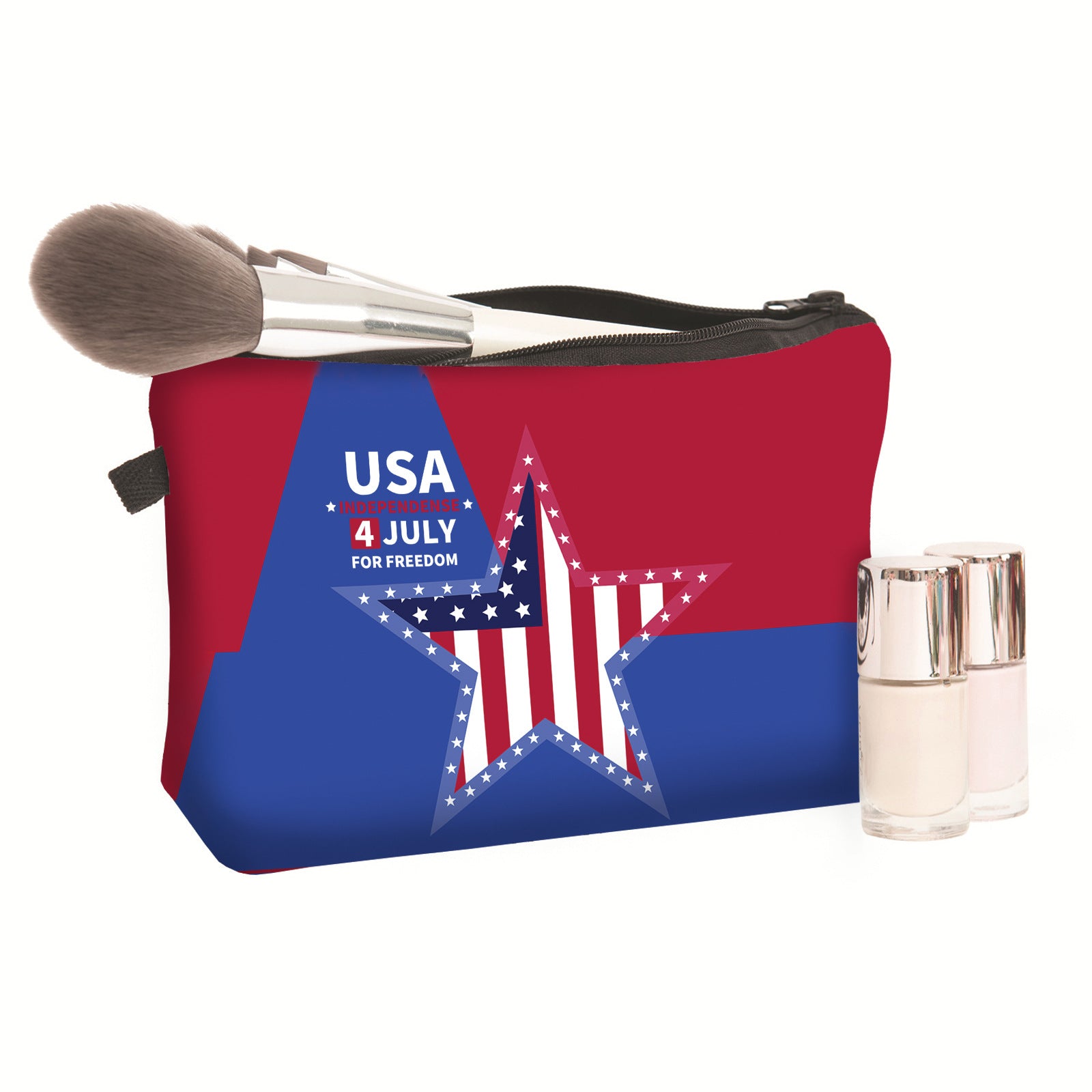 Bolsa cosmética del día de independencia de poliéster al por mayor